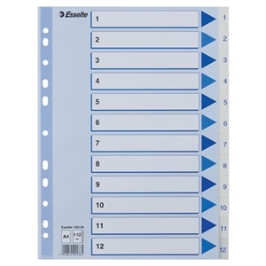 Esselte Register PP A4 1-12 white zou worden vertaald naar:Esselte Register PP A4 1-12 wit