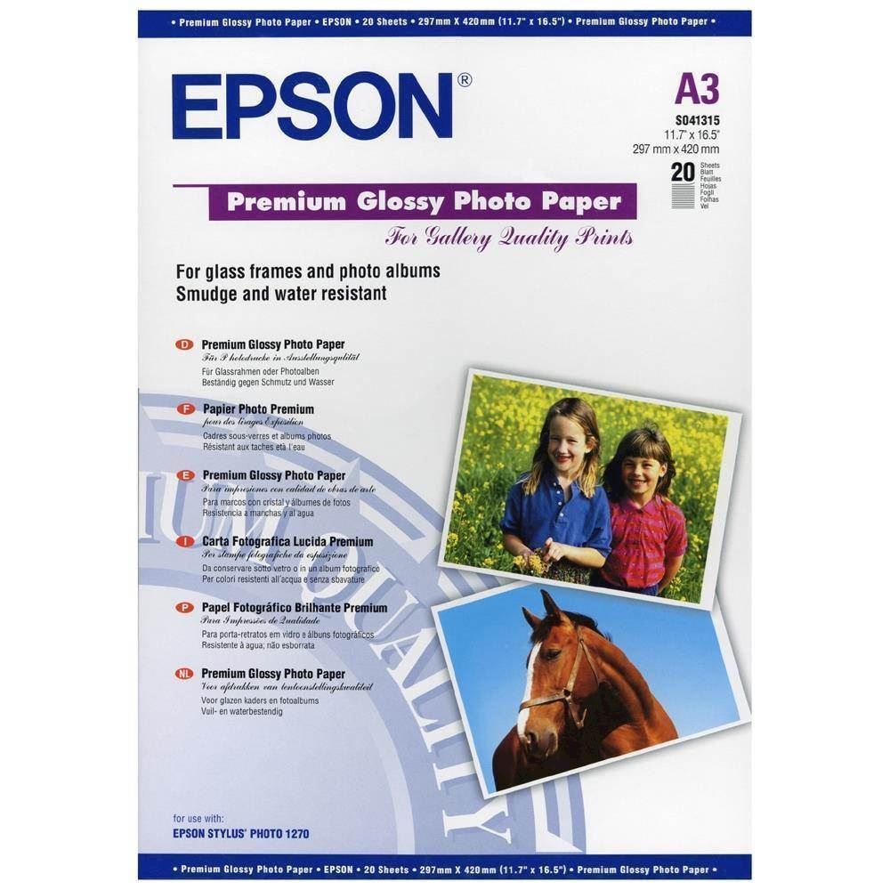 Komst Omhoog gaan Sleutel Epson Premium Glossy Photo Paper 255 g, A3 - 20 vel | C13S041315