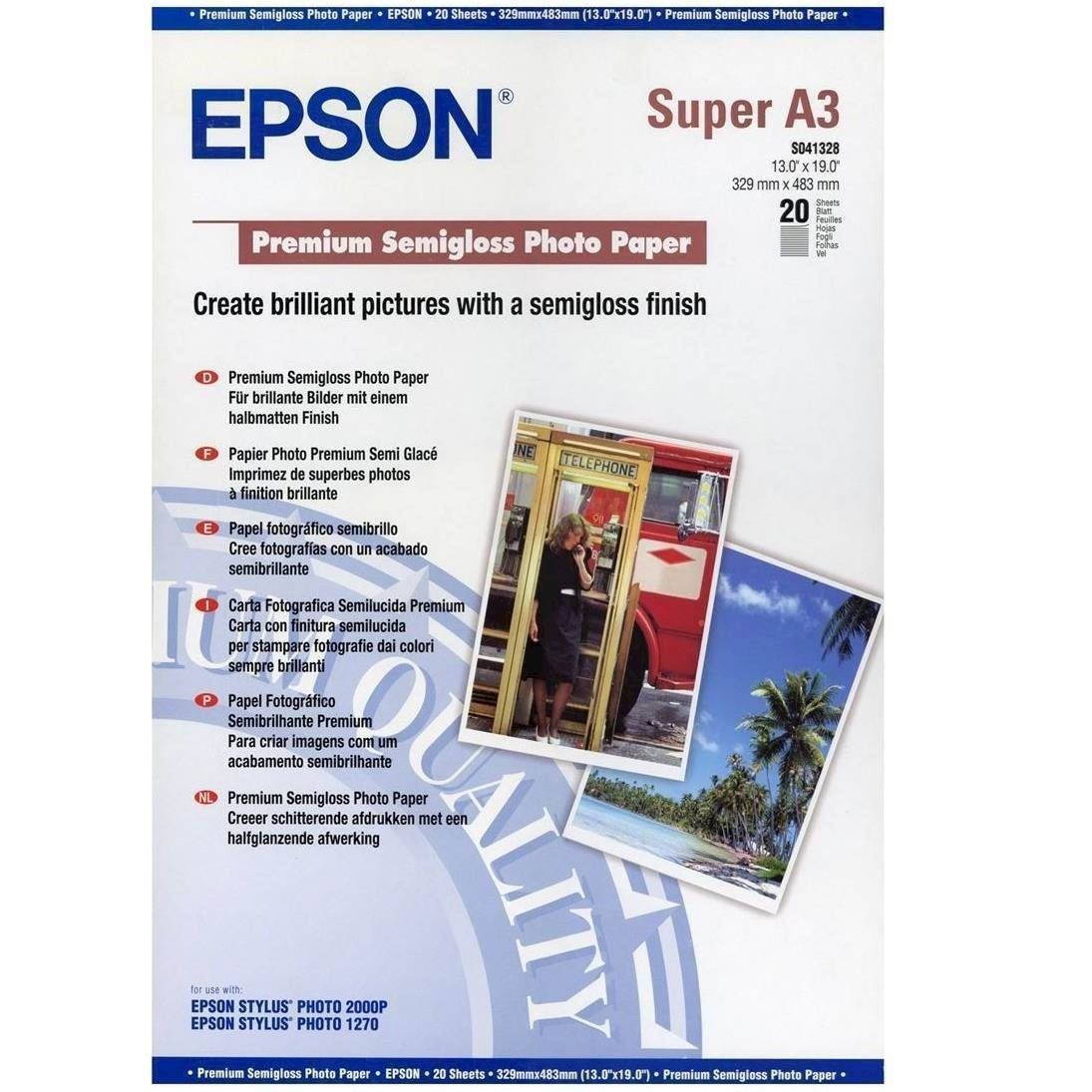Epson Premium Photo Paper 255 g, A3+ 20 vel |