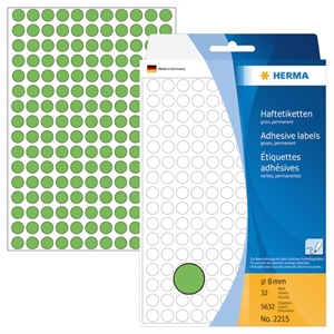 HERMA etiket handmatig ø8 groen mm, 5632 stuks.