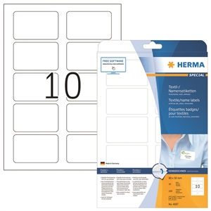 HERMA naam-/textiellabel, verwijderbaar, 80 x 50 mm, wit, 100 stuks.