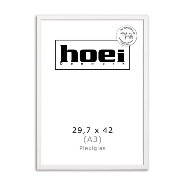 Witte houten lijst voor foto\'s en posters 29,7 x 42 PLEXI cm ( A3 )