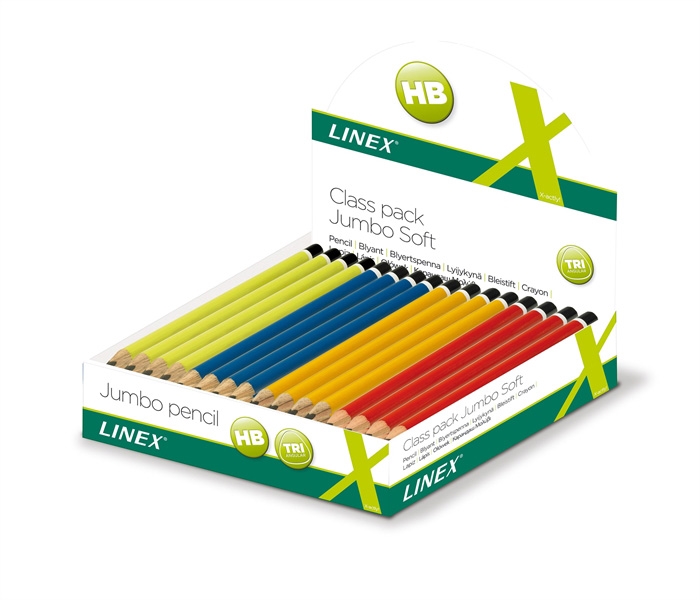 Linex Jumbo Schoolpotlood Display 80 stuks, assorti.