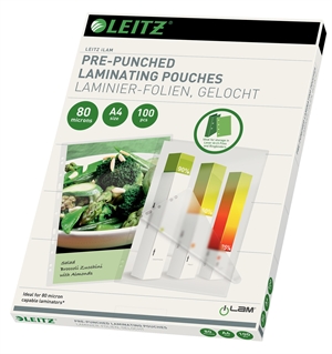Leitz Lamineerhoes voor perforatie 80my A4 (100)