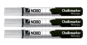 Nobo WB Marker Krijtstift voor glasborden rond wit (3)