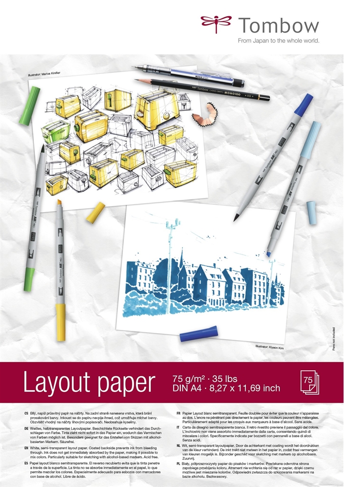 Tombow Layout blok A4 75g 75 vellen