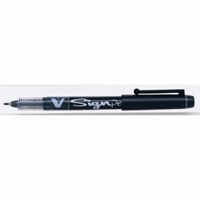 Pilot V-Signpen met dop, 2,0 mm, zwart