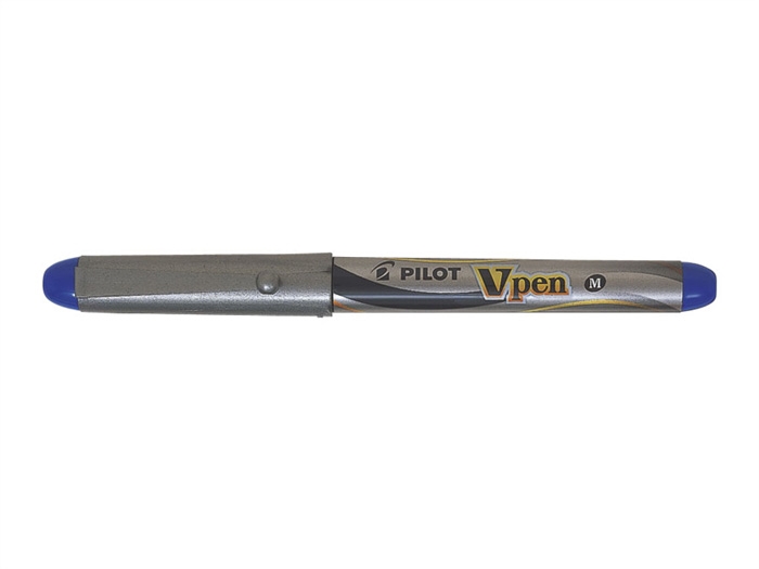 Pilot Vulpen V-Pen Silver met dop blauw