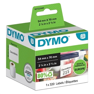 Dymo Etiket Multifunctioneel 54 x 70 permanent wit (320 stuks).