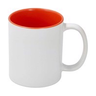 Sublimation Mug 11oz - inside Orange & handle White Dishwasher & Microwave Safe