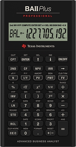 Texas Instruments BAII Plus Pro financiële rekenmachine handleiding in het Verenigd Koninkrijk