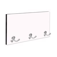 Unisub Coat hanger with 3 Silver Hooks Gloss White MDF - 203 x 406 x 15 mm