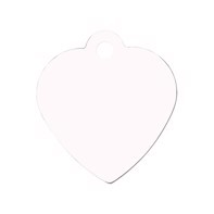 Unisub Pet Tag - Heart 1 Sided Gloss White Aluminium - 31,75 x 35,05 x 1,14 mm